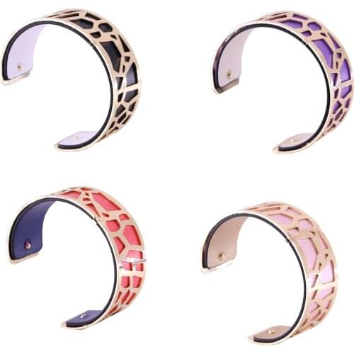 WEMARCHJULY Bracelet Argent Giraffe Cuff Bracelet Women Interchangeable Cuir Hollow Leather Bracelet Bijoux Femme for Women