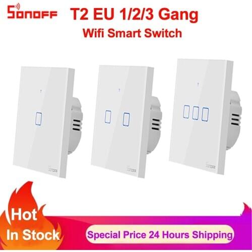 Sonoff TX T2 EU 1 2 3 Gang Wifi Switch Smart Home Remote Control RF Wall Touch Timer Light Switch Via Ewelink Work with Alexa