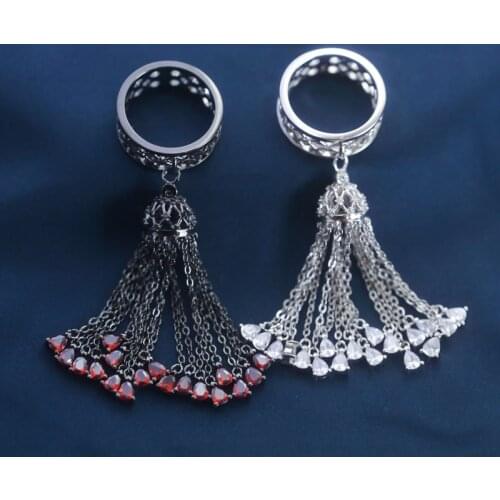 SLJELY Luxury Designer Pure 925 Sterling Silver Black Mesh Tassel Finger Ring with Red Crystal Stones Women Luxury Brand Jewelry