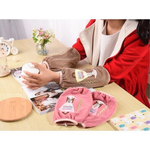 1Pair Cartoon Girl Oversleeve Flannelette Winter Coats Dustproof Sleeve Cuff Oversleeves Home Cleaning Tools Accessories ND 015