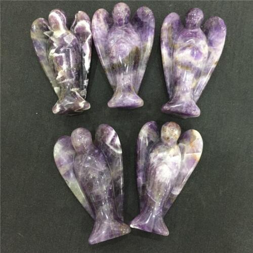 1pcs beautiful natural stones and minerals dream amethyst handmade angel figurine healing crystal for home decoration wholesale