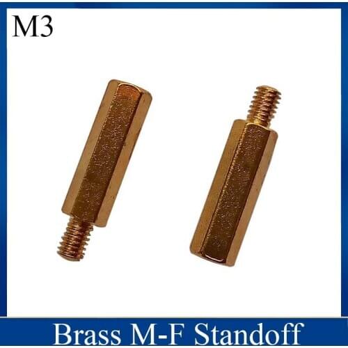 20pcs M3 Brass Standoff Male Female Brass Spacer Hexagonal Stud Spacer Hollow Pillars PCB Computer PC Motherboard Spacer