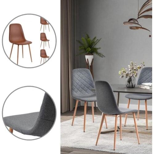 Lightweight 4Pcs Great Dining Chairs with Four Metal Legs Faux Leather Dining Chairs Sturdy Construction for Dorm
