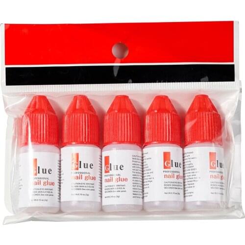 5 Bottles/Set 3g Fast-Drying Adhesive Nail Art Glue UV Acrylic Glitt False Nails Tips Rhinestones Manicure Tools Nail Glue Te#97
