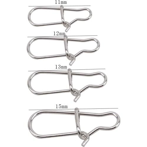 50pcs Stainless Steel Fishing Connector Fast Clip Lock Snap Swivel Solid Rings Safety Snaps Fishing Hook Tool Snap