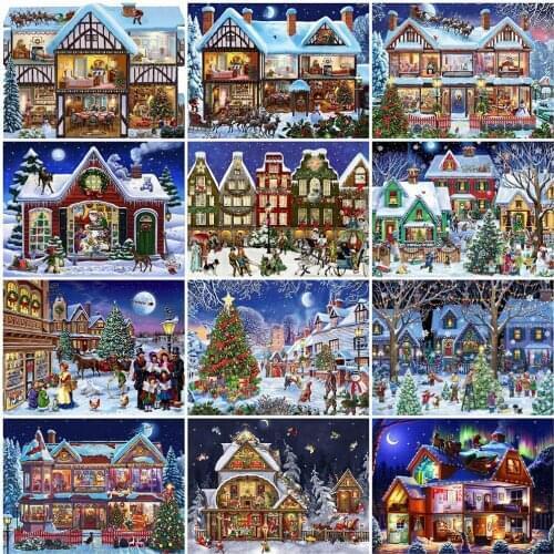 5D Diamond Painting House Landscape Cross Stitch Kit Square/Round Diamond Embroidery Mosaic Decorative Painting