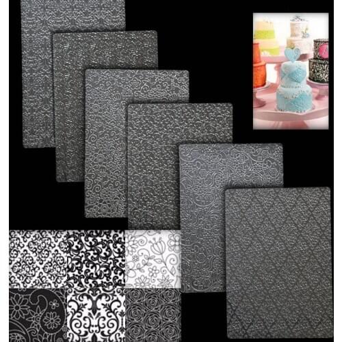 6pcs Transparent Plastic Grid Texture Mat Fondant Cake Embossed Mold Transparent Texture Chocolate Foundat Mold Decorating Tools