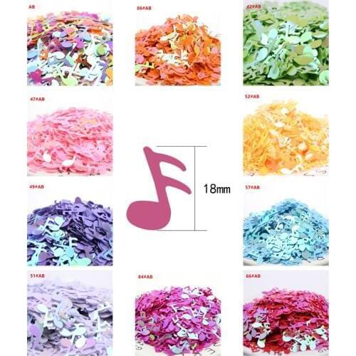 18mm musicel note shape Colorful Sequins Shiny Faceted Loose Sequins Paillettes Sewing Wedding Crafts DIY Scrapbooking