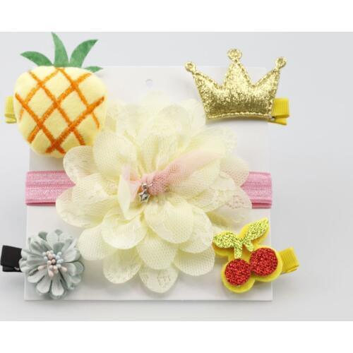 Baby headband flowers Bowknot Hairpins Cartoon hair clips kids girls headband Barrettes children Accessories headwear 5pcs/lot