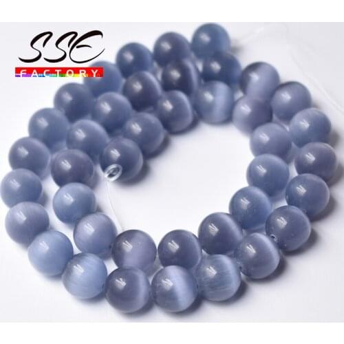 Violet Color Cat Eye Opal Beads Natural Stone Glass Loose Beads 4 6 8 10 12 MM for Jewelry Making DIY Bracelets Accessories 15