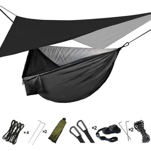 Camping Hammock,Portable Travel Hammock with Mosquito Net and Rain Fly,Tree Lightweight Hammock Tent for Outdoor Backyard Hiking