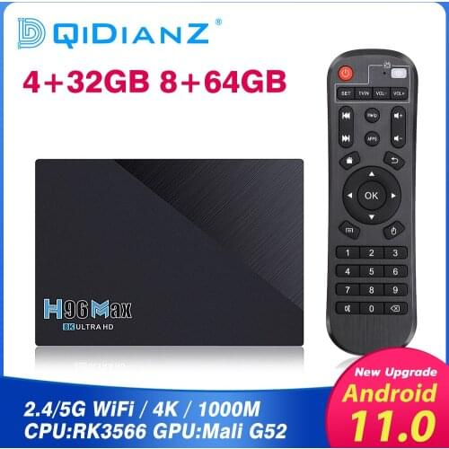 H96 MAX RK3566 Smart TV Box Android 11 8GB RAM 64GB 4GB 32GB Support 1080p 8K 2.4G 5G Wifi BT4.0 TVBOX Set Top Box Media Player