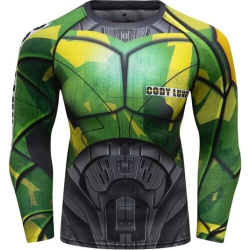 Jiu Jitsu male Bjj Rashguard Mma T-shirts Long Sleeve GI kickboxing Muay thai T-shirt Printed tiger Tights MMA Boxing Fightwear