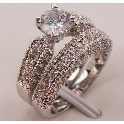 White Crystal Zircon Fashion 925 Sterling Silver Ring Size 6 7 8 9 10 F664 Fashion Wholesale Jewelry Free Shipping