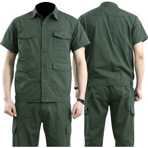 Summer long thin with pure cotton overalls mechanics wear labor insurance clothing work clothes of outdoor man united