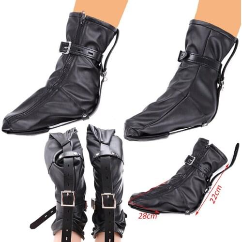 Leather Padded Ankle Cuffs Bondage Gimp Bootie Socks,Dog Paw Crawling Gloves,Zipper Boot Bound Strap,Puppy Cosplay BDSM Sex Toy