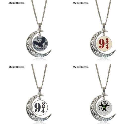 Mendittorosa Platform 9 34 Hogwart Express Fashion Necklace For Girls Handmade Moon Shape Choker Necklace Jewelry Multi Designs
