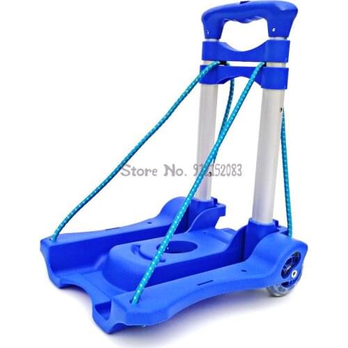 Mini Silent Wheels Luggage Cart Folding Portable Shopping Cart Grocery Shopping Trolley Student Skateboard School Bag Small Trol