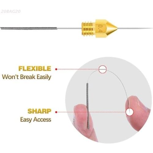 MK8 Brass Nozzles Needles Cleaning Kit Extruder 0.4mm Hotend Nozzles for 1.75mm 3D Printers CR-10 Ender 3 5, 25Pcs Set