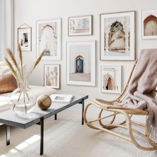 Muslim Temple Door Stone Pillar Mural Mosque Art Canvas Painting Nordic Posters And Prints Wall Pictures For Living Room Decor