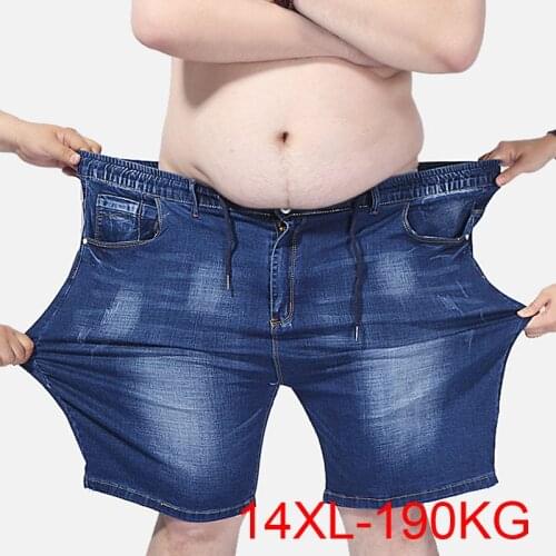 Mens denim shorts 14XL 190kg plus size 12XL 13XL pants summer jeans