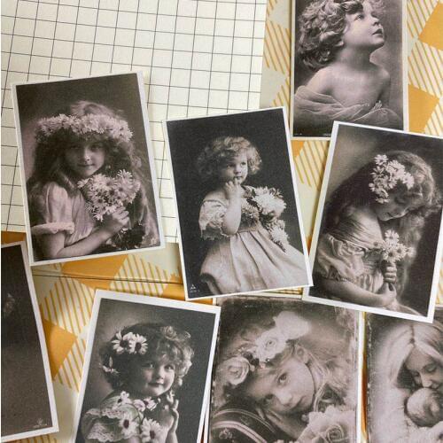 Vintage children old photo stickers DIY scrapbooking junk journal album diary mobile computer happy plan decoration stickers