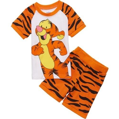 New Summer Kids Clothes Baby Boys Girls Clothing Short Sleeve Costume Cotton Pajamas PJS Children Nightdress Pyjamas Pijamas S08
