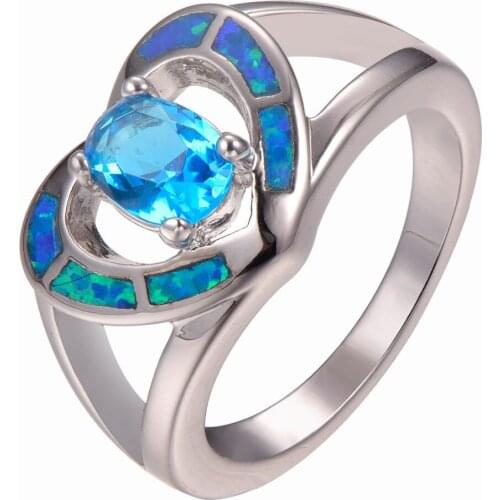 New Arrival Blue Crystal Zircon With Blue Fire Opal 925 Sterling Silver Ring Size 6 7 8 9 10 R1345