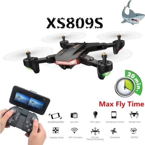 Super Long Flight Time VISUO XS809S Foldable Selfie Drone with 0.3MP/2MP Wifi FPV Camera Dron XS809HW Upgraded RC Helicopter