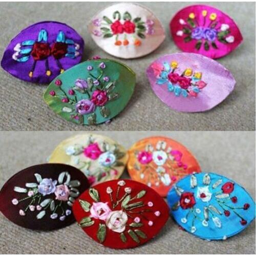Wholesale 10pcs Chinese Vintage Open Mouth Smile Embroidered Silk Jewelry Box