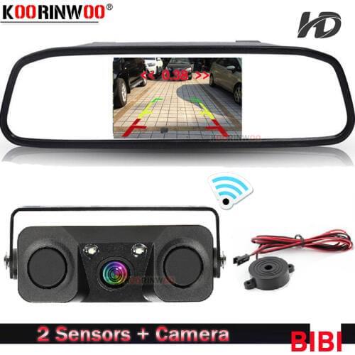 Koorinwoo Wireless For Sony AHD Parktronic Car Parking Sensors 2 + Rear view camera With Monitor Mirror Parking Monitor Speaker