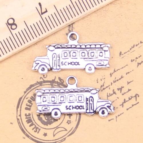 14pcs Charms school bus 23*12mm Antique Pendants,Vintage Tibetan Silver Jewelry,DIY for bracelet necklace