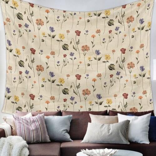 Retro Floral Tile Pattern Tapestry Wall Hanging Living Room Decor Wall Hanging Tapestry Yoga Mat Home Decor Art