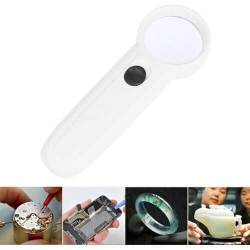 Handheld 15X Magnifier with 2 LED Light Portable Magnifying Glasses Senior Aid Reading Loupe Optical Instrument