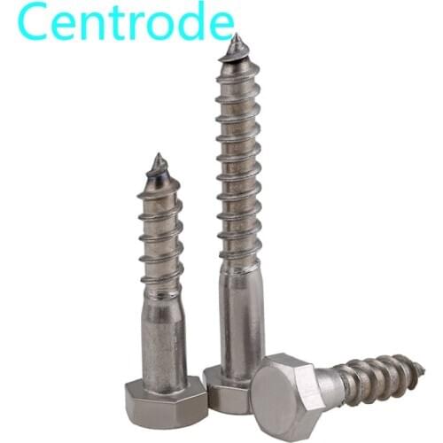 Stainless Steel Hexagon Head Self Tapping Screw DIN571 External Hex Head Cap Tapping Large Long Wood Screw M6M8M10 3pcs