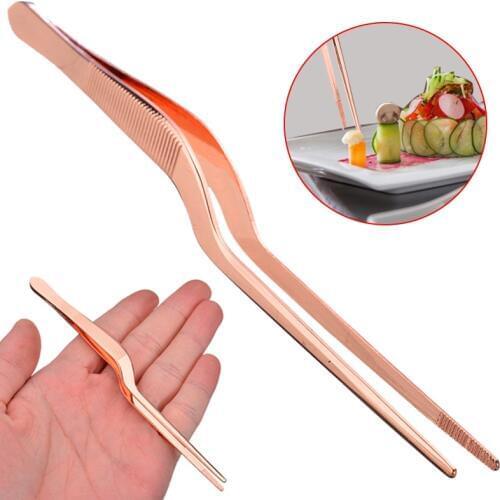 1pc 13.9cm Professional Chef Tweezer Tongs Stainless Steel Plating Kitchen Pliers Kitchen Tool