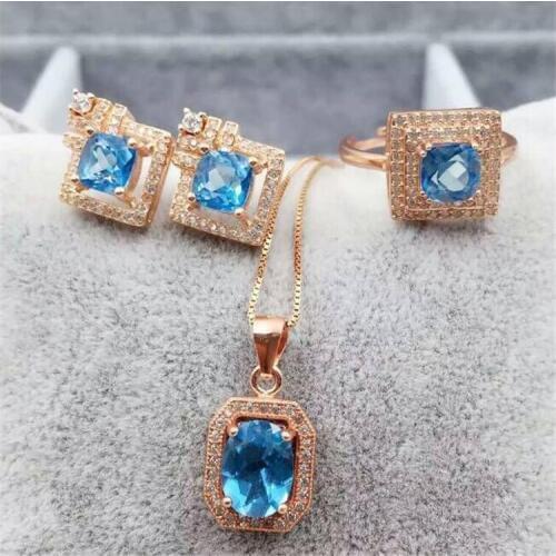 Topaz Jewelry set Natural Topaz Real Topaz Jewelry set 925 sterling silver 1pc pendant,1pc ring,2pcs Earrrings