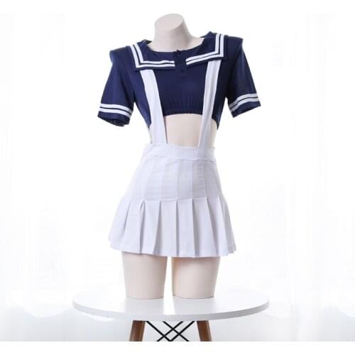 Japanese Lovely Gym Suit School Girl Cosplay Costume Sexy Student Navy Sailor Temptation Uniform Cheerleader Top Strap Skirt