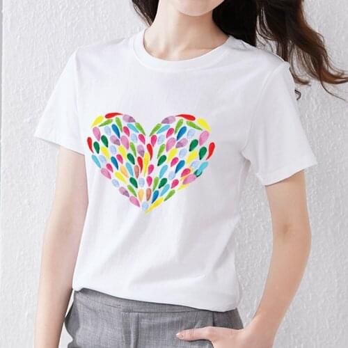 Fashion T-shirt Women Summer Personality Ladies Fashion Watercolor Love VOGUE Printed Top Polyester Comfortable Short Sleeve