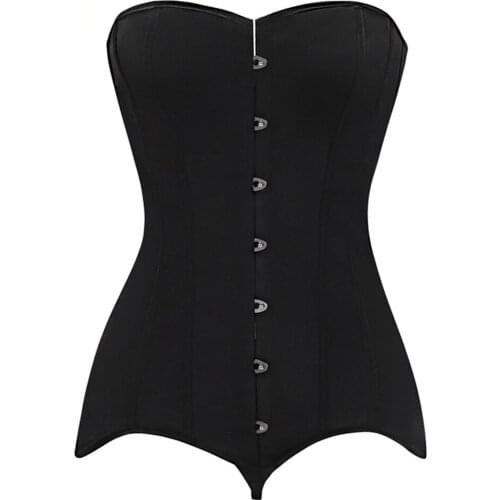 Womens 14 Spiral Steel Boned Lace up Waist Training Overbust Corset Bustier Gothic Long Corsets Basque Lingerie Plus Size XS-6XL