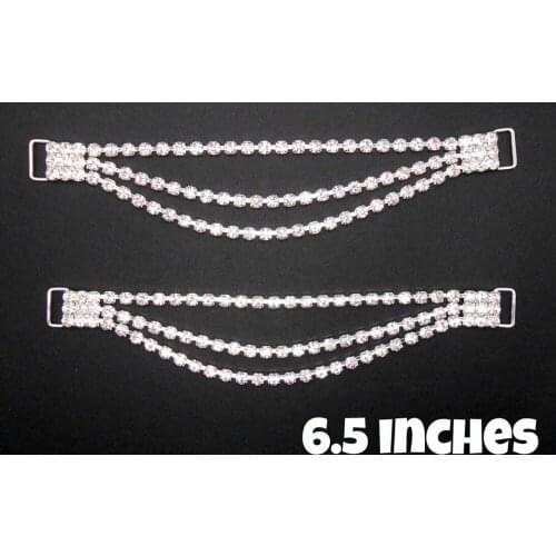 1 Piece 6.5 Inches 3 Rows Rhinestone Trim Bikini Connectors/ BuckleFor Swimming Wear Bikini Decoration