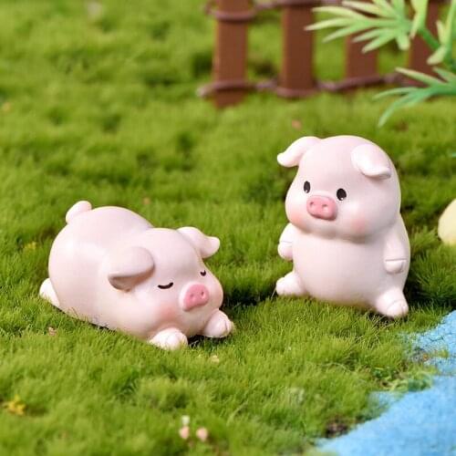 Cute Mini Penguin Rabbit Pig Fox Figurine Resin Cartoon Animals Model DIY Home Decor Tabletop Room Lovely Cake Accessories 1Pc