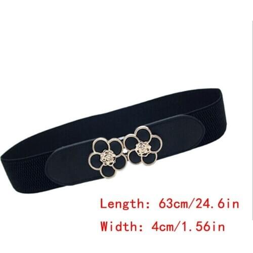 1PCS Fashion Black Wide Elegant Gold Buckle Waistband For Women Dress Cinto Wedding Coat Lady Women Elastic Belt