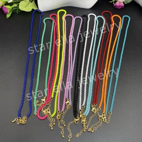 10pcs/lot 18inches Colorful Box Chain Necklace Wolesale Women Jewelry