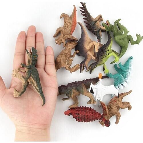 12pcs / set Animal Dinosaur Tyrannosaurus Rex Saichania Triceratops simulation Plastic Dinosaur children model toy birthday gift