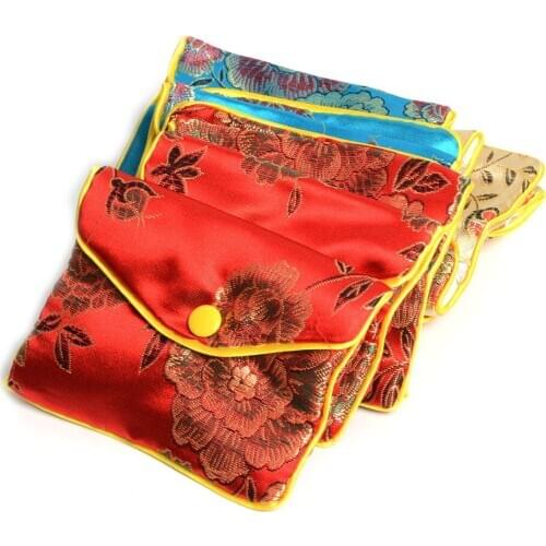 24Pcs 8*6.5Cm Mixed Color Jewelry Packaging Silk Purse Coin Pouch Bag Christmas Wedding Party Gift Bags & Pouches