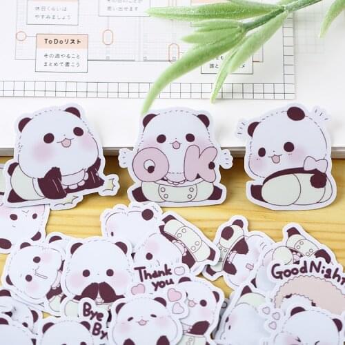 39pcs/pack Handbook Lovely Korean Cartoon Decoration Handbook Stickers Pack Ins Girl Heart Tool waterproof Panda stickers