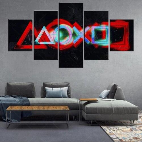 Canvas Prints 5 Pieces Modern Artwork Playstation Console Gaming Arena Pictures Photo Paintings On Wall Art Artwork Living Room