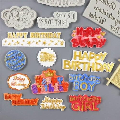 Various Styles Of Happy Birthday English Alphabet Cake Decoration Silicone Mold Chocolate Mold