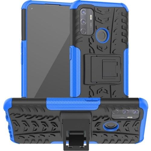 For Oppo A53 A32 Case Cover Anti-knock Bumper Heavy Duty Armor Stand Back Cover For Oppo A32 Silicone Phone Case For Oppo A53S